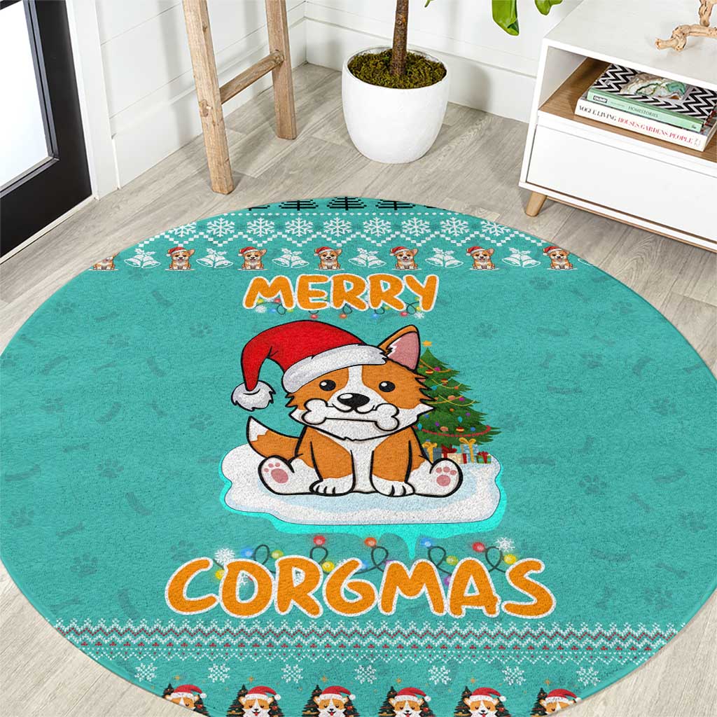 Funny Dog Merry Corgmas Christmas Round Carpet Xmas Holiday Patterns - Wonder Print Shop