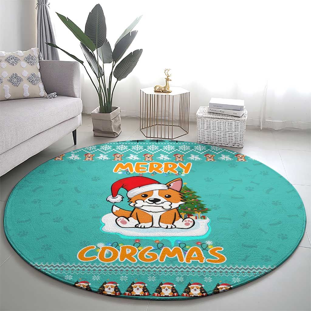 Funny Dog Merry Corgmas Christmas Round Carpet Xmas Holiday Patterns - Wonder Print Shop
