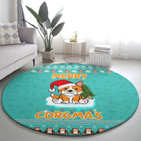 Funny Dog Merry Corgmas Christmas Round Carpet Xmas Holiday Patterns - Wonder Print Shop