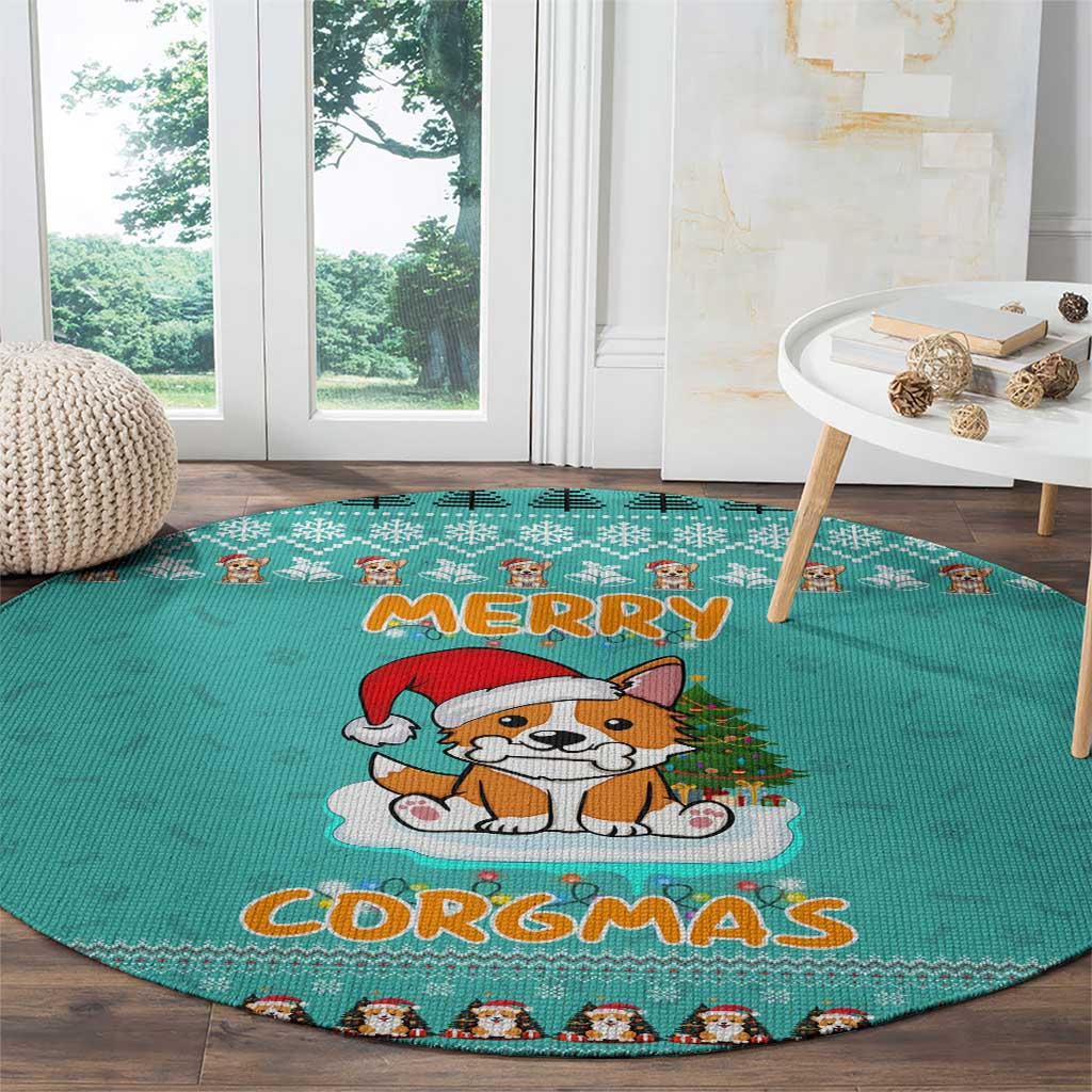 Funny Dog Merry Corgmas Christmas Round Carpet Xmas Holiday Patterns - Wonder Print Shop