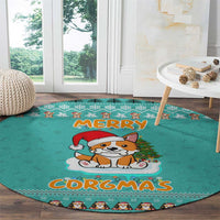 Funny Dog Merry Corgmas Christmas Round Carpet Xmas Holiday Patterns - Wonder Print Shop