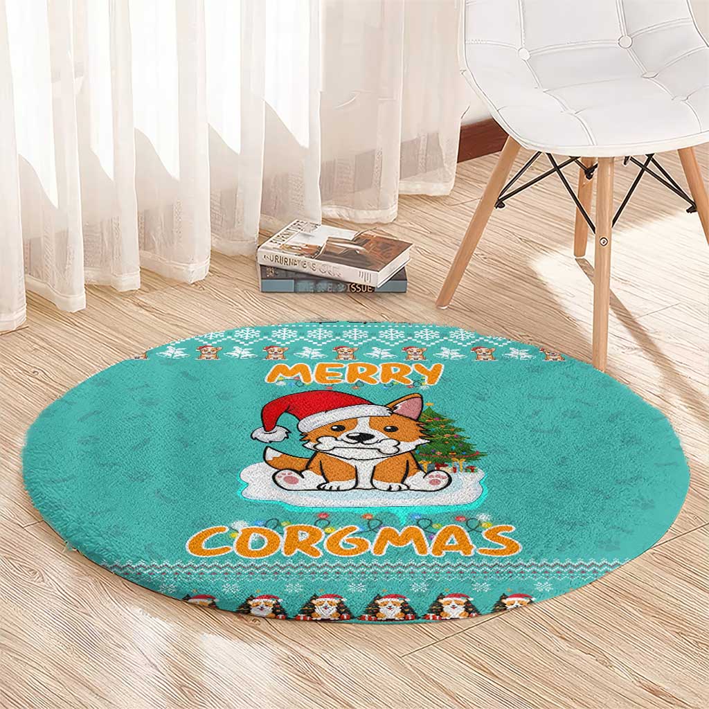 Funny Dog Merry Corgmas Christmas Round Carpet Xmas Holiday Patterns - Wonder Print Shop