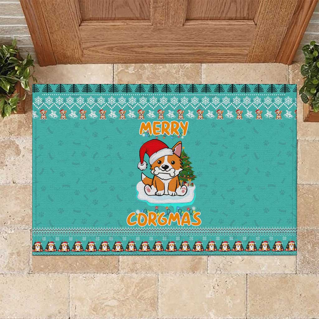 Funny Dog Merry Corgmas Christmas Rubber Doormat Xmas Holiday Patterns - Wonder Print Shop
