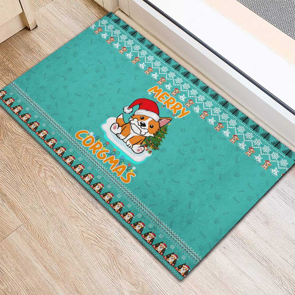 Funny Dog Merry Corgmas Christmas Rubber Doormat Xmas Holiday Patterns - Wonder Print Shop