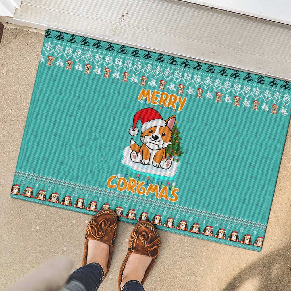 Funny Dog Merry Corgmas Christmas Rubber Doormat Xmas Holiday Patterns - Wonder Print Shop