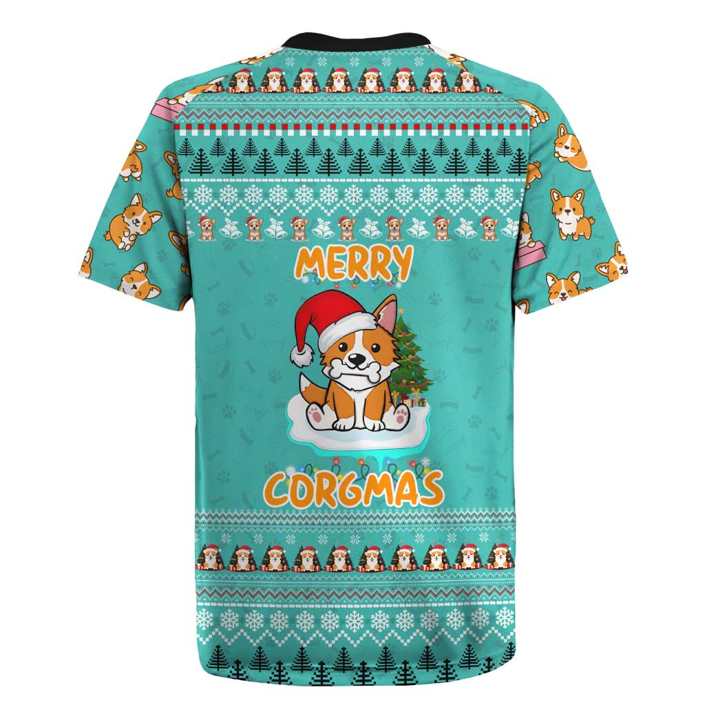 Funny Dog Merry Corgmas Christmas Rugby Jersey Xmas Holiday Patterns - Wonder Print Shop