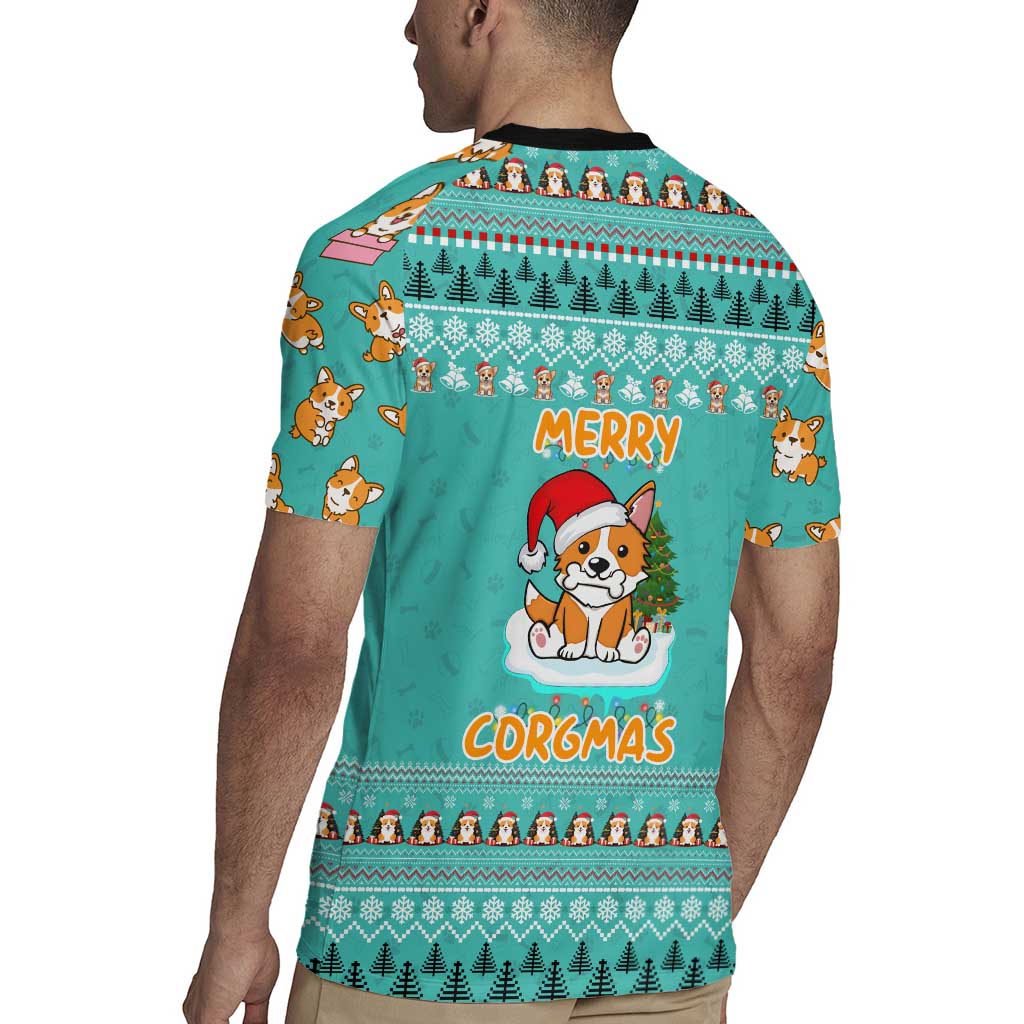 Funny Dog Merry Corgmas Christmas Rugby Jersey Xmas Holiday Patterns - Wonder Print Shop
