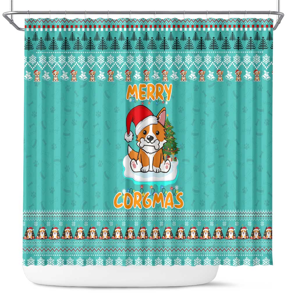 Funny Dog Merry Corgmas Christmas Shower Curtain Xmas Holiday Patterns - Wonder Print Shop
