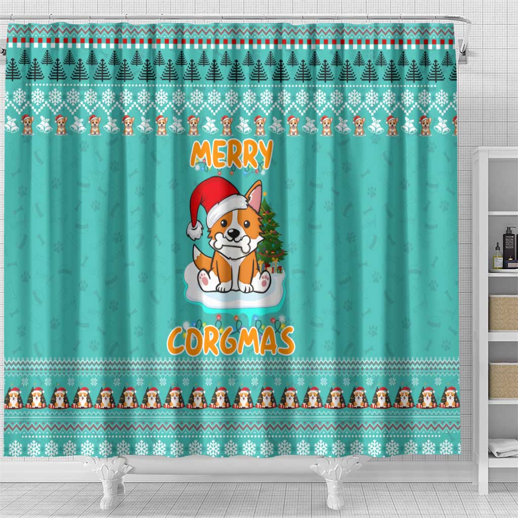 Funny Dog Merry Corgmas Christmas Shower Curtain Xmas Holiday Patterns - Wonder Print Shop