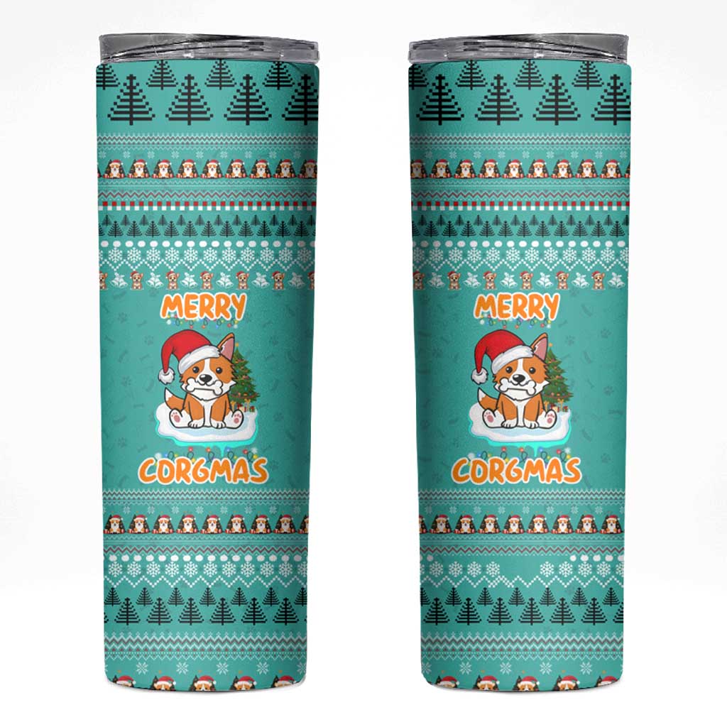 Funny Dog Merry Corgmas Christmas Skinny Tumbler Xmas Holiday Patterns - Wonder Print Shop