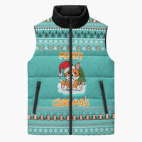 Funny Dog Merry Corgmas Christmas Sleeveless Puffer Jacket Xmas Holiday Patterns - Wonder Print Shop