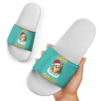Funny Dog Merry Corgmas Christmas Slide Sandals Xmas Holiday Patterns - Wonder Print Shop