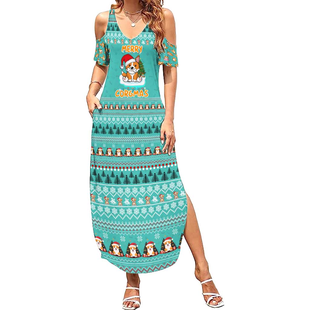 Funny Dog Merry Corgmas Christmas Summer Maxi Dress Xmas Holiday Patterns - Wonder Print Shop