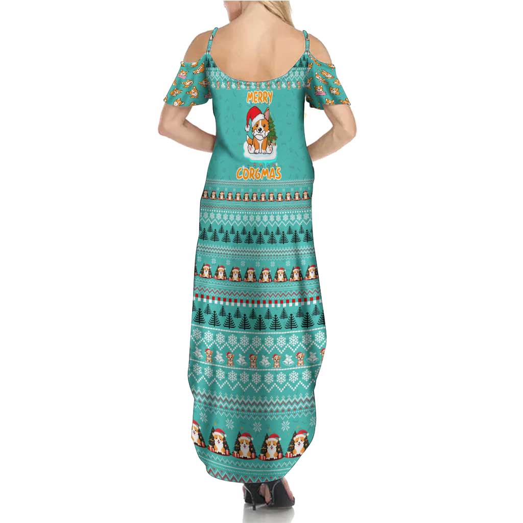 Funny Dog Merry Corgmas Christmas Summer Maxi Dress Xmas Holiday Patterns - Wonder Print Shop