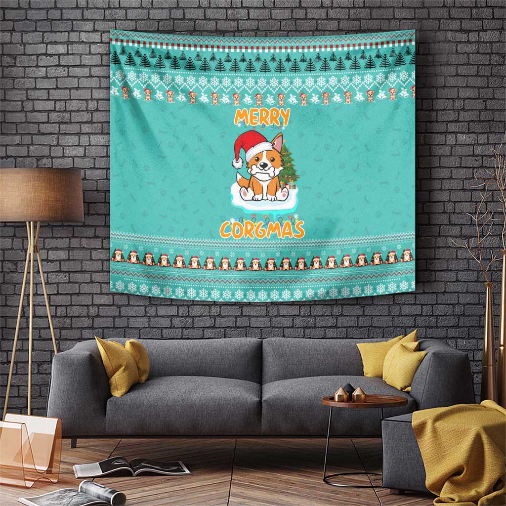 Funny Dog Merry Corgmas Christmas Tapestry Xmas Holiday Patterns - Wonder Print Shop