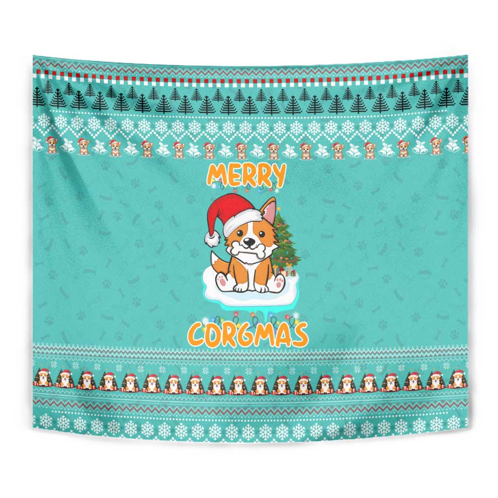 Funny Dog Merry Corgmas Christmas Tapestry Xmas Holiday Patterns - Wonder Print Shop