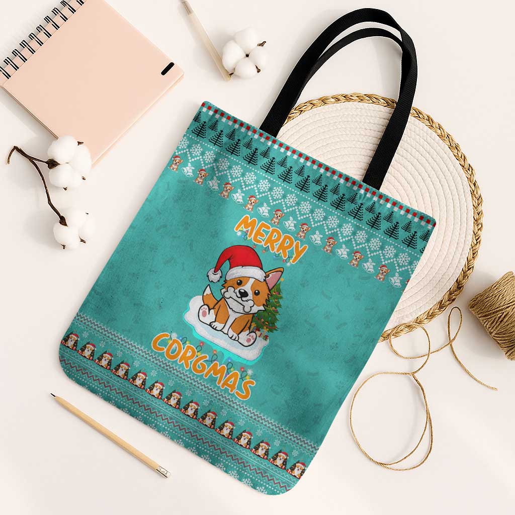 Funny Dog Merry Corgmas Christmas Tote Bag Xmas Holiday Patterns - Wonder Print Shop