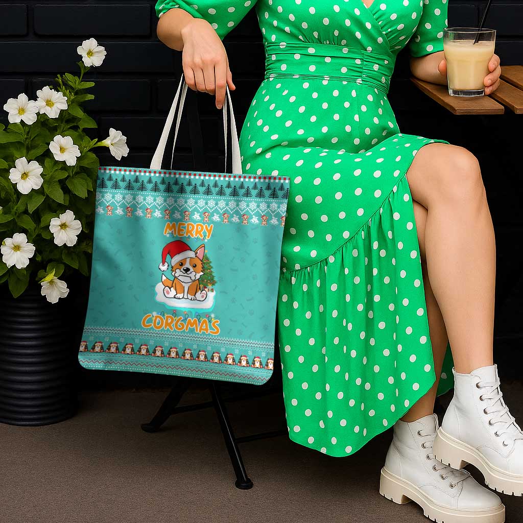 Funny Dog Merry Corgmas Christmas Tote Bag Xmas Holiday Patterns - Wonder Print Shop