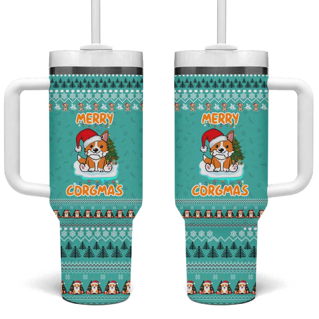 Funny Dog Merry Corgmas Christmas Tumbler With Handle Xmas Holiday Patterns - Wonder Print Shop