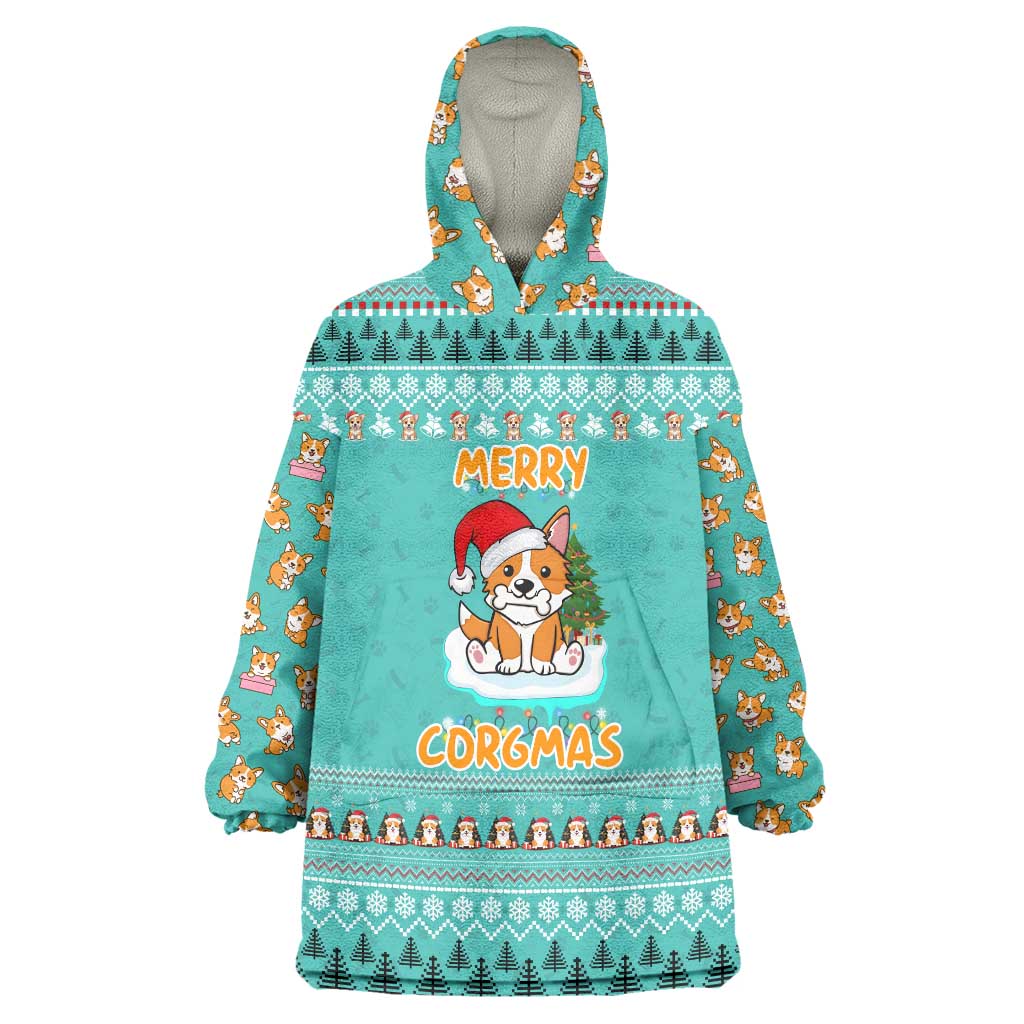 Funny Dog Merry Corgmas Christmas Wearable Blanket Hoodie Xmas Holiday Patterns - Wonder Print Shop