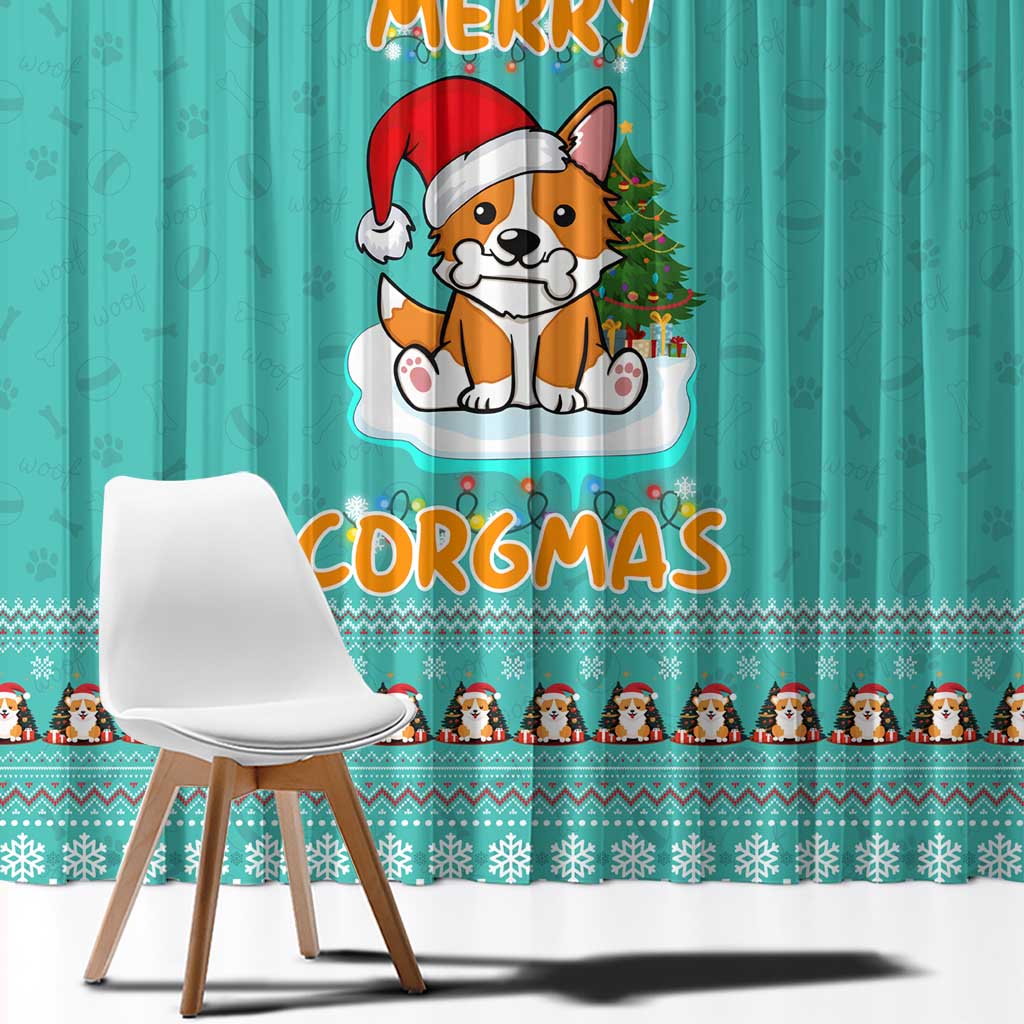 Funny Dog Merry Corgmas Christmas Window Curtain Xmas Holiday Patterns - Wonder Print Shop