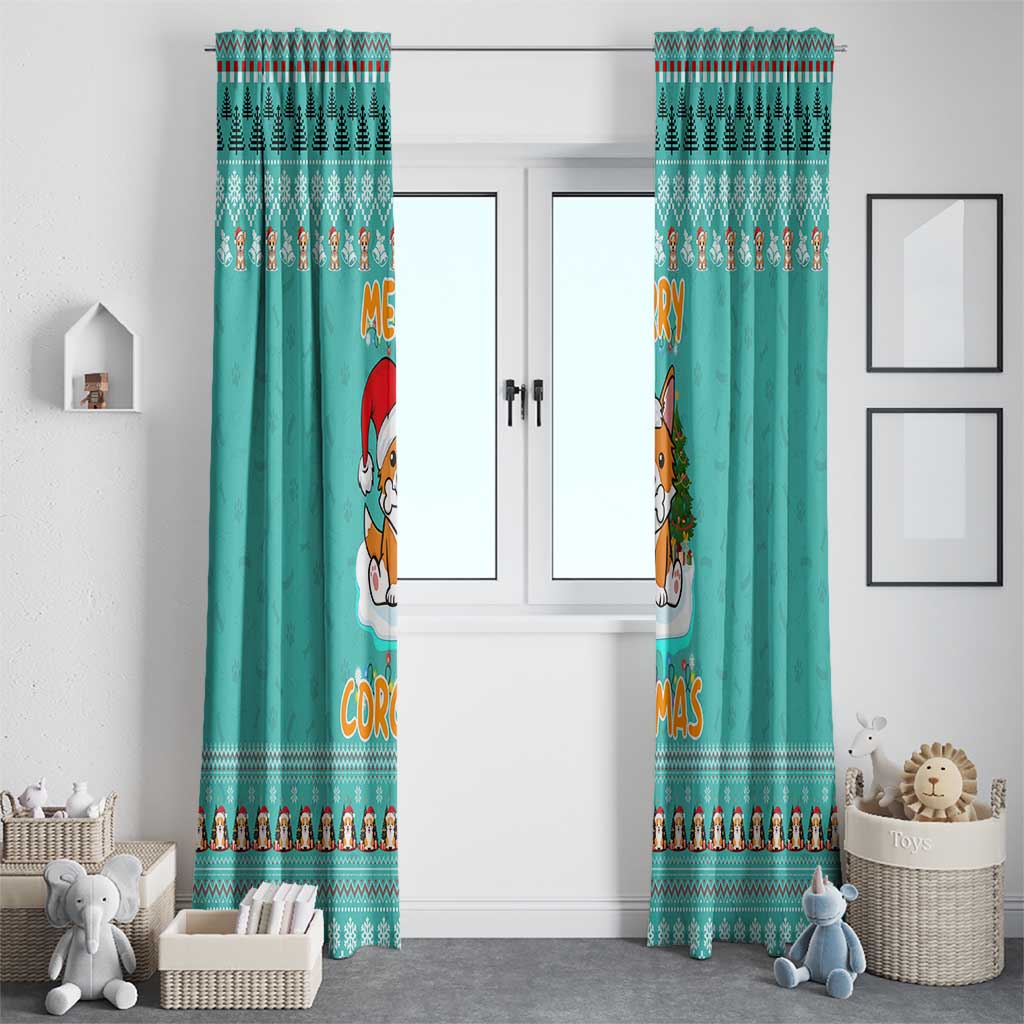 Funny Dog Merry Corgmas Christmas Window Curtain Xmas Holiday Patterns - Wonder Print Shop