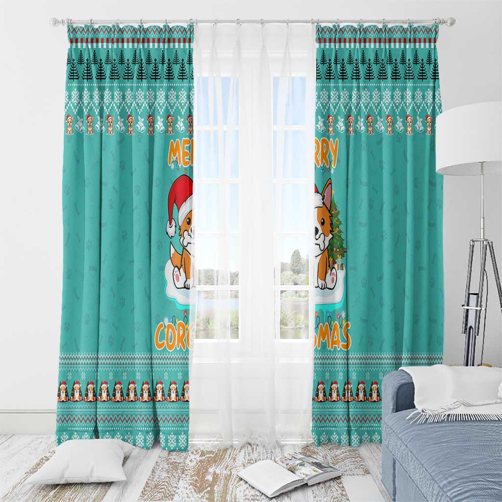 Funny Dog Merry Corgmas Christmas Window Curtain Xmas Holiday Patterns - Wonder Print Shop