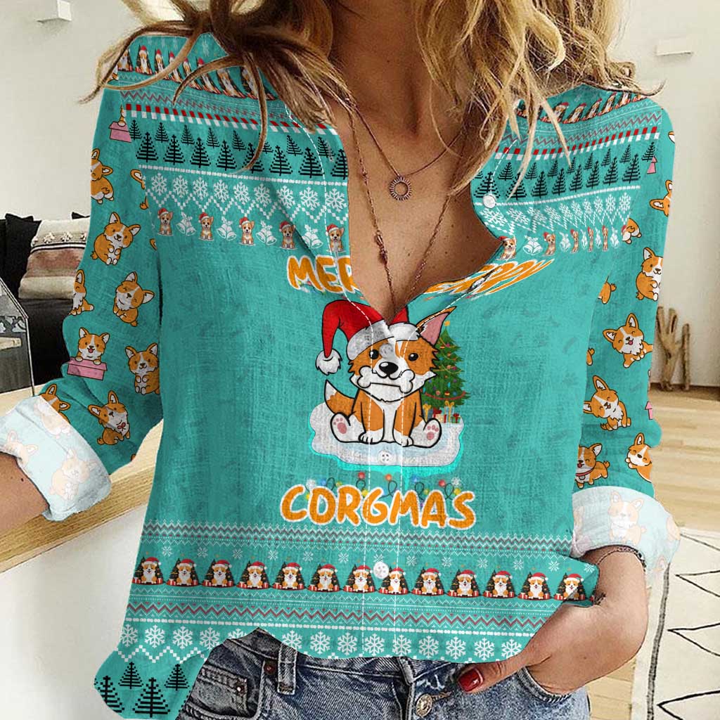 Funny Dog Merry Corgmas Christmas Women Casual Shirt Xmas Holiday Patterns - Wonder Print Shop