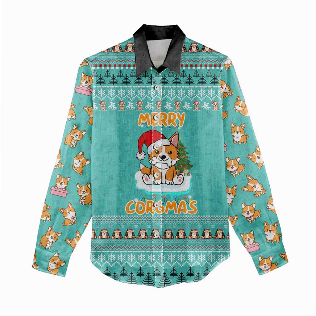Funny Dog Merry Corgmas Christmas Women Casual Shirt Xmas Holiday Patterns - Wonder Print Shop