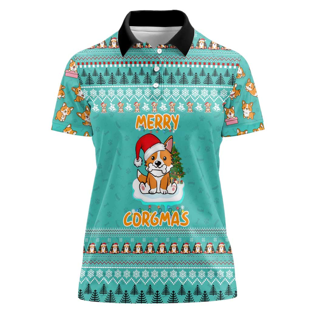 Funny Dog Merry Corgmas Christmas Women Polo Shirt Xmas Holiday Patterns - Wonder Print Shop