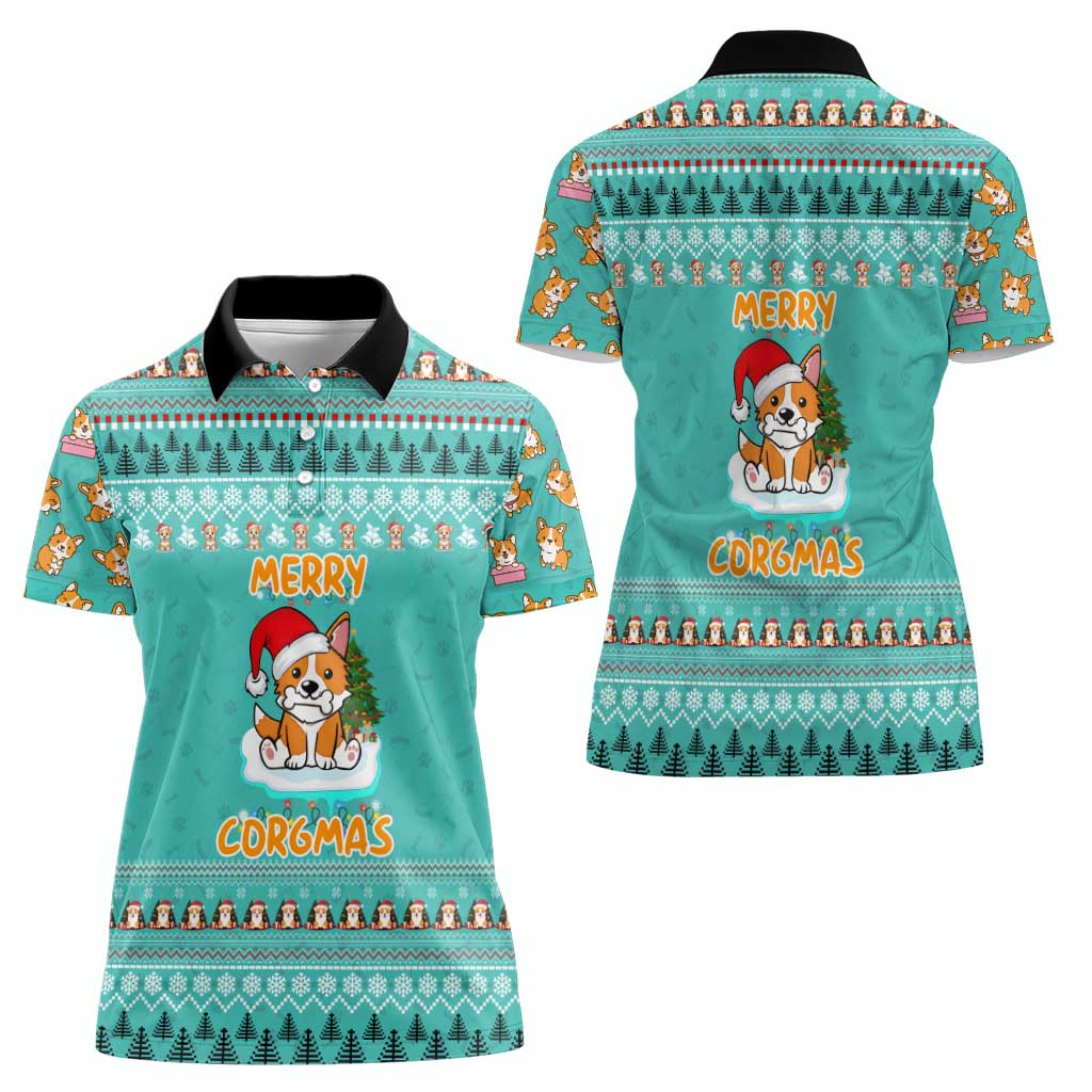 Funny Dog Merry Corgmas Christmas Women Polo Shirt Xmas Holiday Patterns - Wonder Print Shop