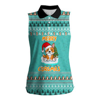 Funny Dog Merry Corgmas Christmas Women Sleeveless Polo Shirt Xmas Holiday Patterns - Wonder Print Shop