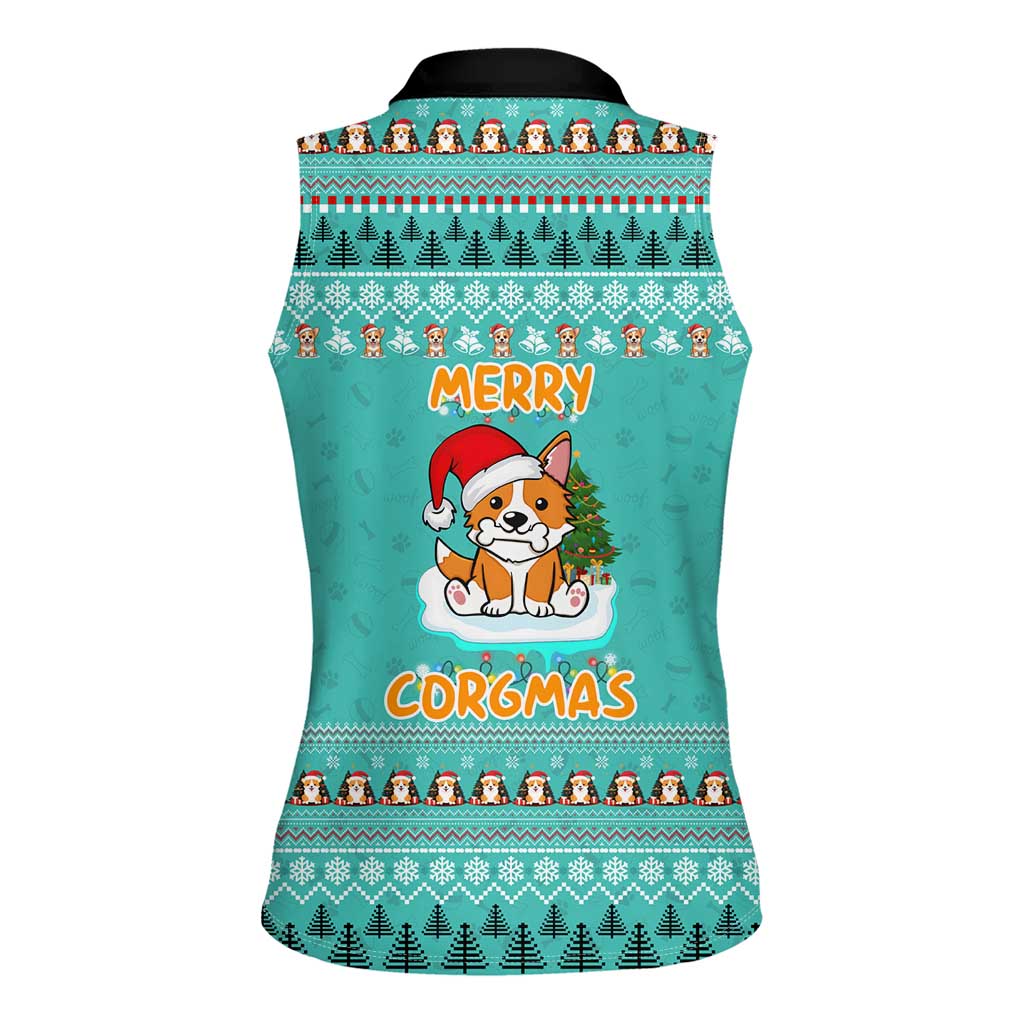 Funny Dog Merry Corgmas Christmas Women Sleeveless Polo Shirt Xmas Holiday Patterns - Wonder Print Shop