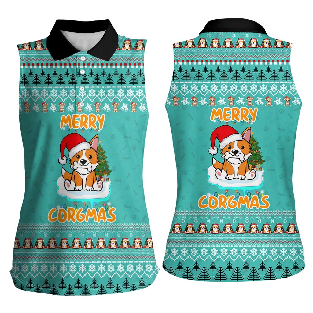 Funny Dog Merry Corgmas Christmas Women Sleeveless Polo Shirt Xmas Holiday Patterns - Wonder Print Shop