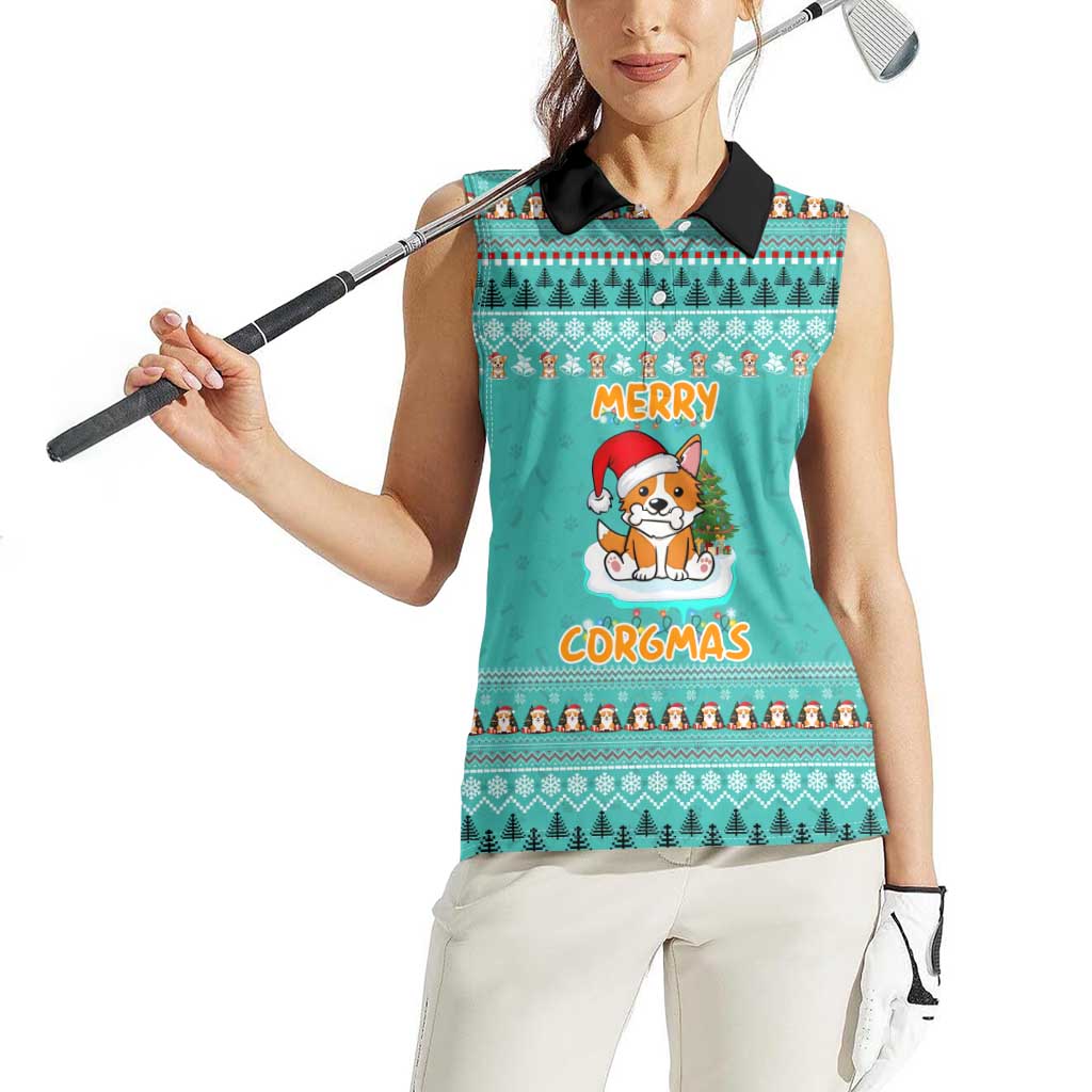 Funny Dog Merry Corgmas Christmas Women Sleeveless Polo Shirt Xmas Holiday Patterns - Wonder Print Shop