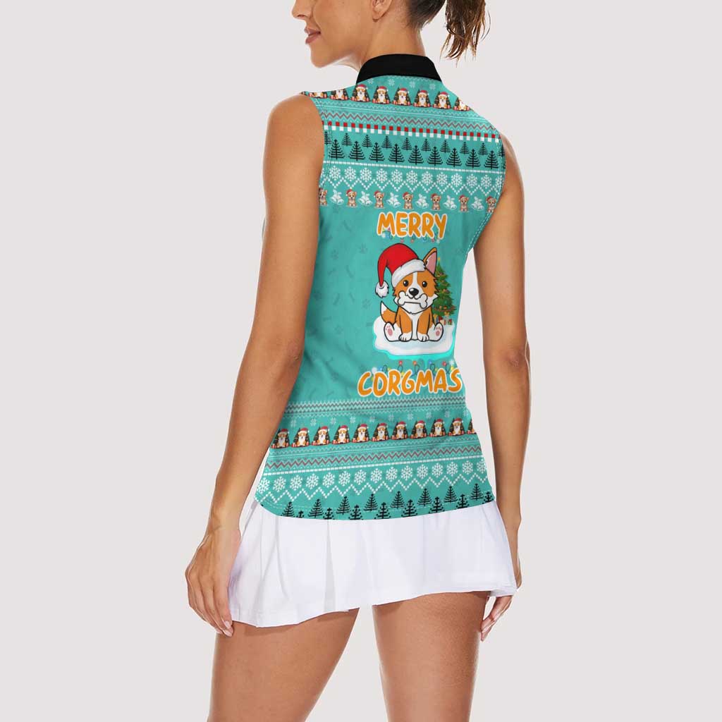 Funny Dog Merry Corgmas Christmas Women Sleeveless Polo Shirt Xmas Holiday Patterns - Wonder Print Shop