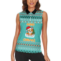 Funny Dog Merry Corgmas Christmas Women Sleeveless Polo Shirt Xmas Holiday Patterns - Wonder Print Shop