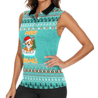 Funny Dog Merry Corgmas Christmas Women Sleeveless Polo Shirt Xmas Holiday Patterns - Wonder Print Shop