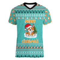 Funny Dog Merry Corgmas Christmas Women V-Neck T-Shirt Xmas Holiday Patterns - Wonder Print Shop