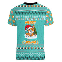 Funny Dog Merry Corgmas Christmas Women V-Neck T-Shirt Xmas Holiday Patterns - Wonder Print Shop
