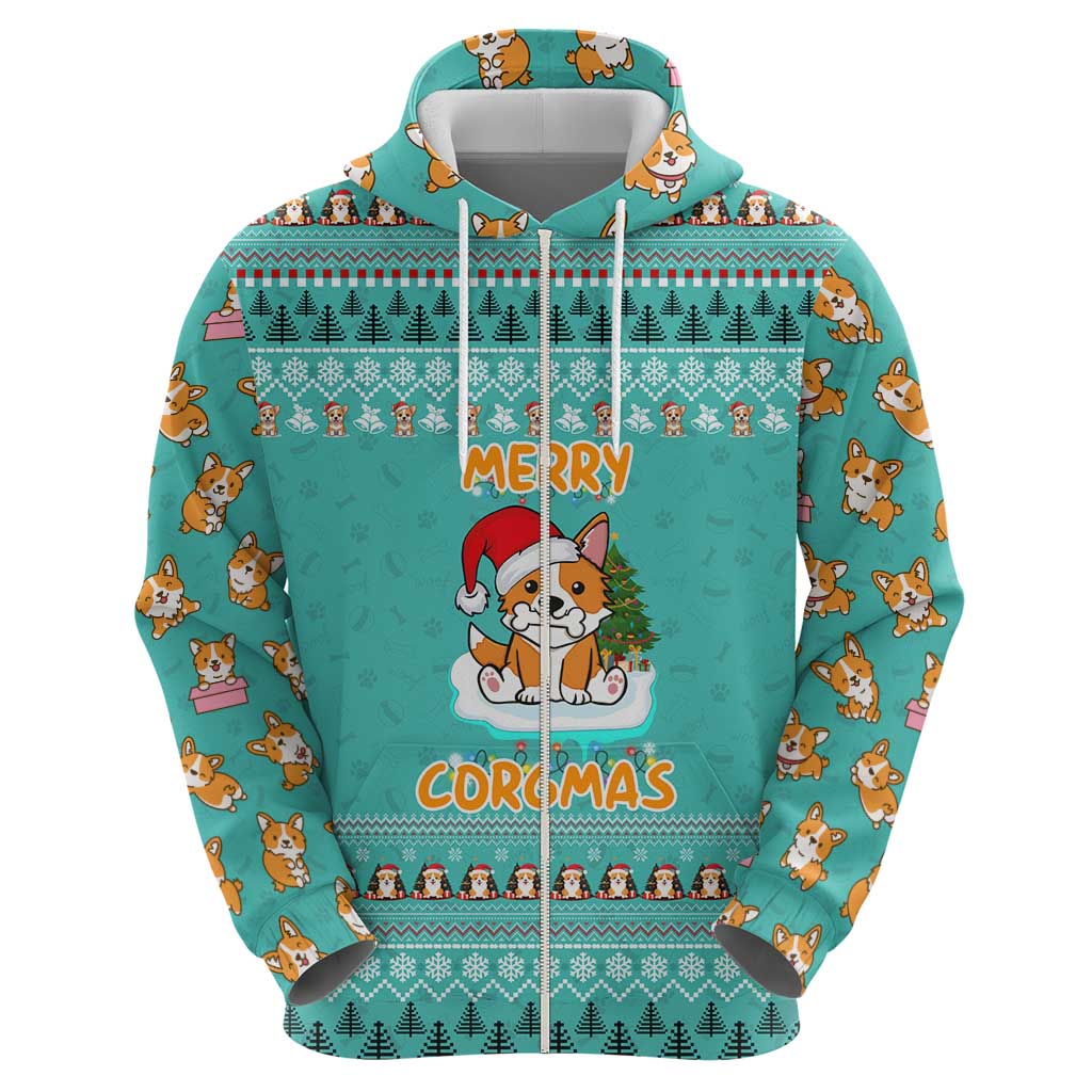 Funny Dog Merry Corgmas Christmas Zip Hoodie Xmas Holiday Patterns - Wonder Print Shop