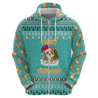 Funny Dog Merry Corgmas Christmas Zip Hoodie Xmas Holiday Patterns - Wonder Print Shop