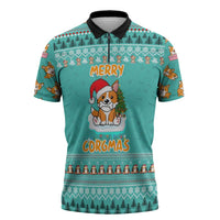 Funny Dog Merry Corgmas Christmas Zipper Polo Shirt Xmas Holiday Patterns - Wonder Print Shop