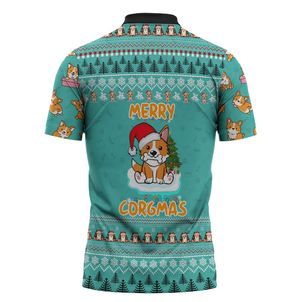 Funny Dog Merry Corgmas Christmas Zipper Polo Shirt Xmas Holiday Patterns - Wonder Print Shop