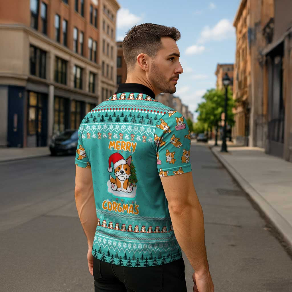 Funny Dog Merry Corgmas Christmas Zipper Polo Shirt Xmas Holiday Patterns - Wonder Print Shop