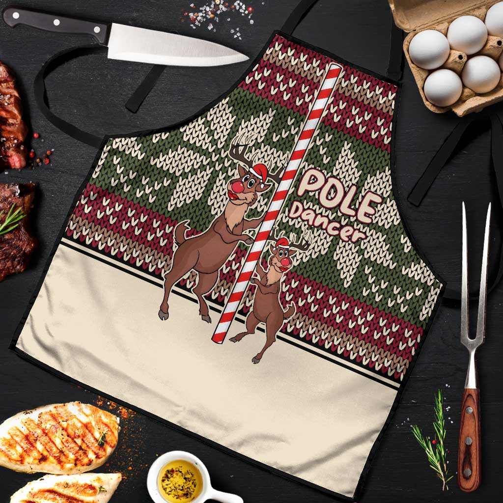 Funny Pole Dancer Reindeer Christmas Apron Xmas Holiday Patterns - Wonder Print Shop