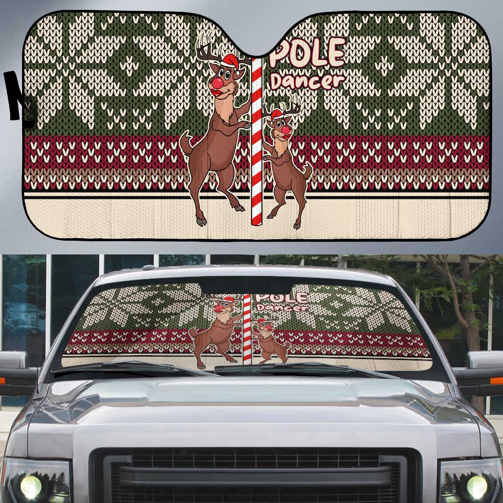 Funny Pole Dancer Reindeer Christmas Auto Sun Shade Xmas Holiday Patterns - Wonder Print Shop