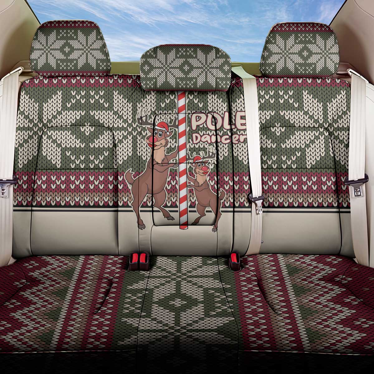 Funny Pole Dancer Reindeer Christmas Back Car Seat Cover Xmas Holiday Patterns - Wonder Print Shop