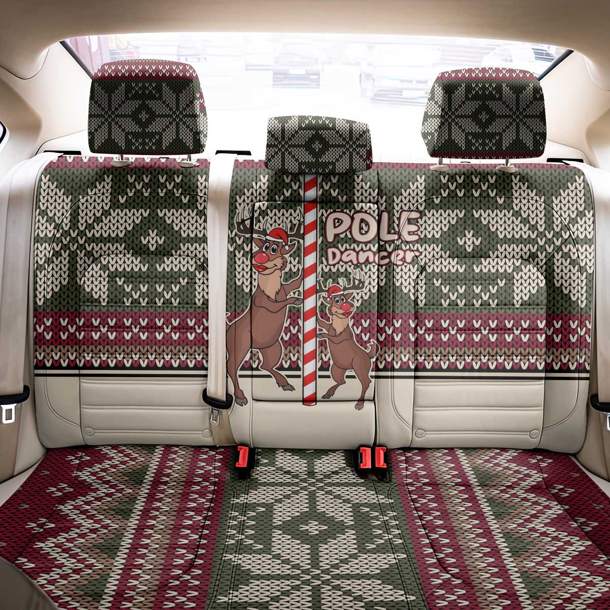 Funny Pole Dancer Reindeer Christmas Back Car Seat Cover Xmas Holiday Patterns - Wonder Print Shop