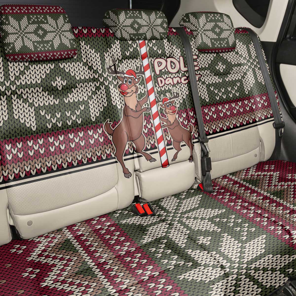 Funny Pole Dancer Reindeer Christmas Back Car Seat Cover Xmas Holiday Patterns - Wonder Print Shop